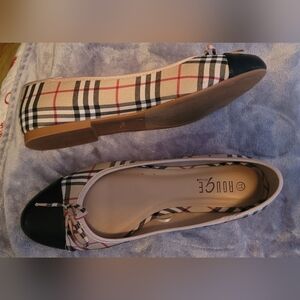 Rouge Helium Women's Plaid Flats - Black, Cream, and Pink